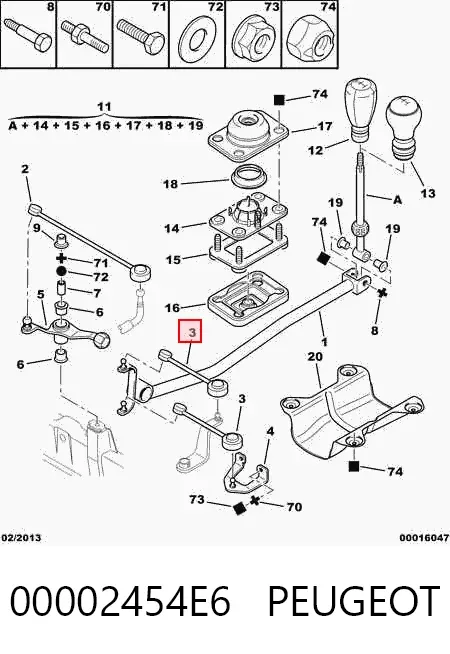 Тяга кулисы АКПП/КПП 00002454E6 Peugeot/Citroen