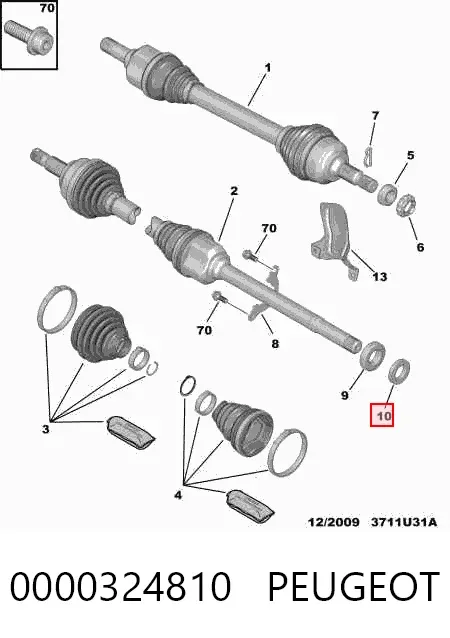 Кольцо стопорное подвесного подшипника передней полуоси 0000324810 Peugeot/Citroen