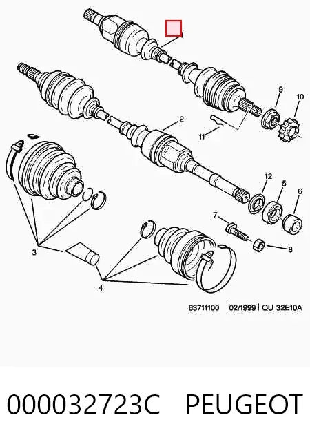 Левая полуось 000032723C Peugeot/Citroen