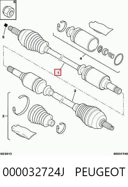 Левая полуось 000032724J Peugeot/Citroen