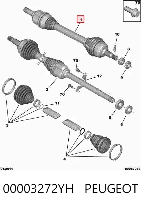 Левая полуось 00003272YH Peugeot/Citroen