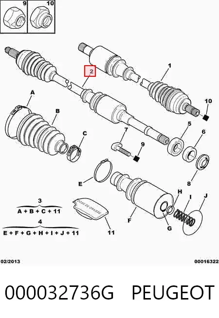 Правая полуось 000032736G Peugeot/Citroen