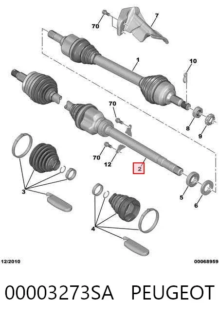 Правая полуось 00003273SA Peugeot/Citroen