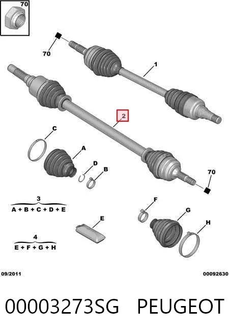 Правая полуось 00003273SG Peugeot/Citroen