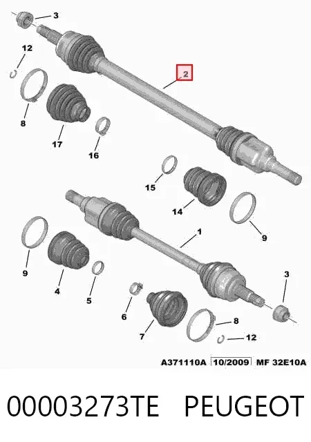 Правая полуось 00003273TE Peugeot/Citroen