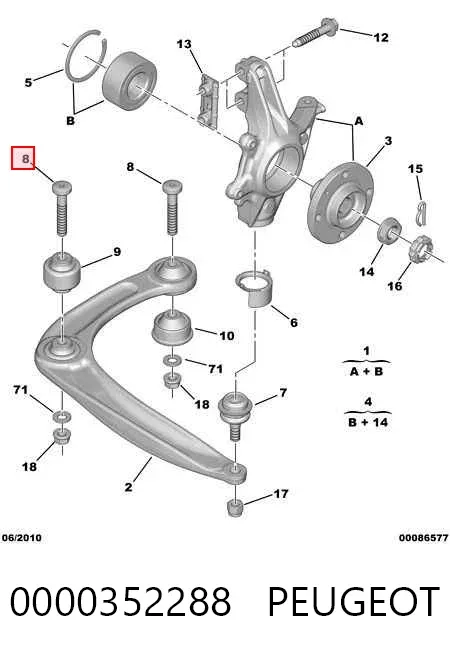 Болт переднего рычага 0000352288 Peugeot/Citroen