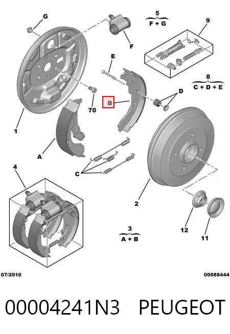Задние барабанные колодки 00004241N3 Peugeot/Citroen