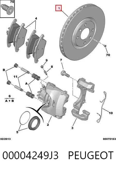 Передние тормозные диски 00004249J3 Peugeot/Citroen