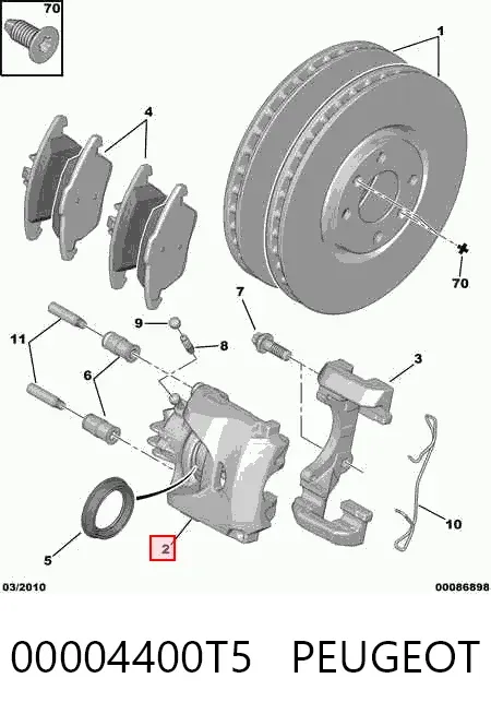 Суппорт тормозной передний правый 00004400T5 Peugeot/Citroen