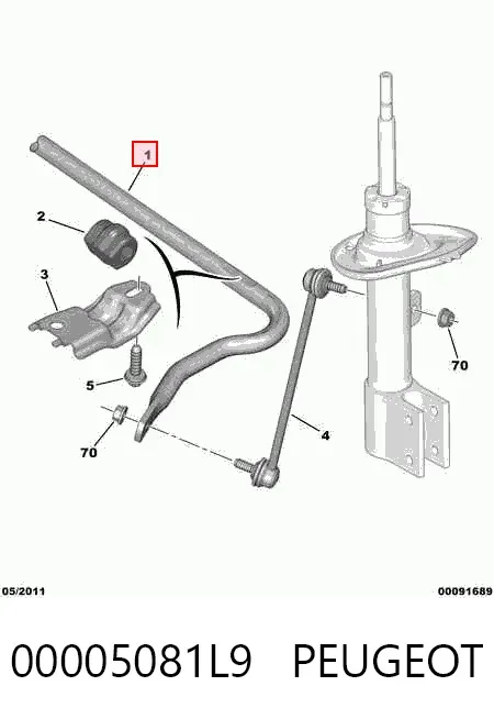 Передний стабилизатор Peugeot 307 3A, 3C