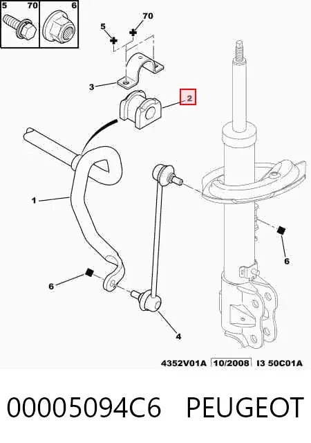 Втулка стабилизатора переднего 00005094C6 Peugeot/Citroen
