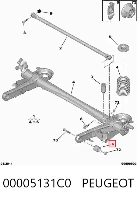 Сайлентблок задней балки 00005131C0 Peugeot/Citroen