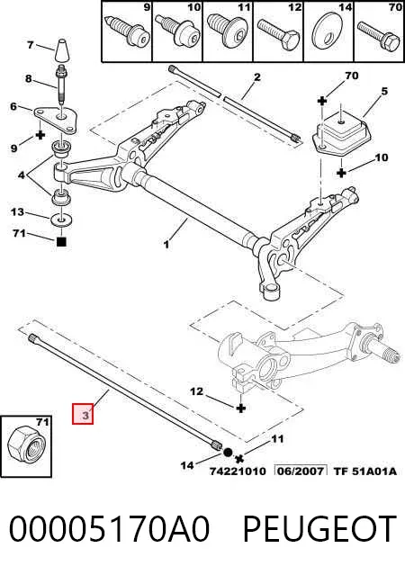 Стабилизатор задний 00005170A0 Peugeot/Citroen