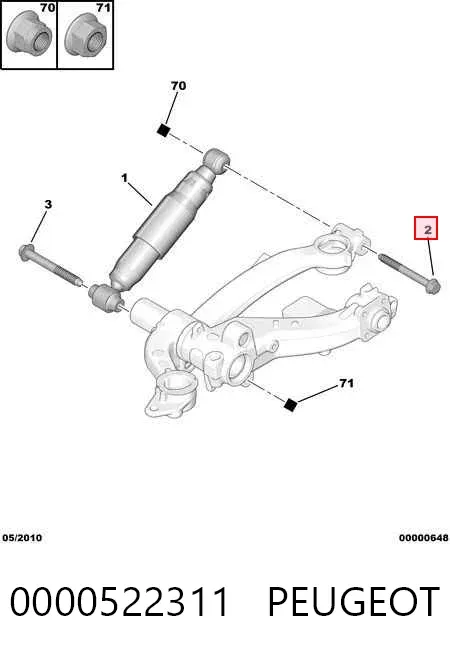 Болт крепления амортизатора заднего 0000522311 Peugeot/Citroen