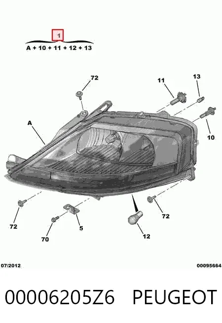 Правая фара 00006205Z6 Peugeot/Citroen