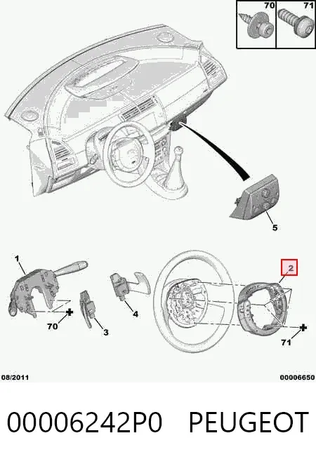 Блок кнопочных переключателей рулевого колеса 00006242P0 Peugeot/Citroen