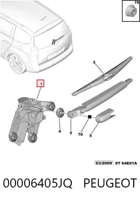 Моторчик заднего дворника 00006405JQ Peugeot/Citroen