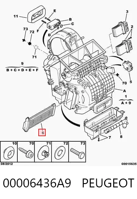 Электроподогреватель воздуха системы отопления салона 00006436A9 Peugeot/Citroen