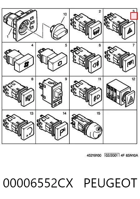 Кнопка аварийки 00006552CX Peugeot/Citroen