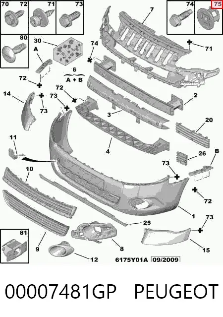 Закладная гайка под саморез 00007481GP Peugeot/Citroen