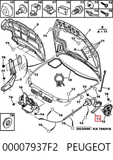 Трос капота 00007937F2 Peugeot/Citroen
