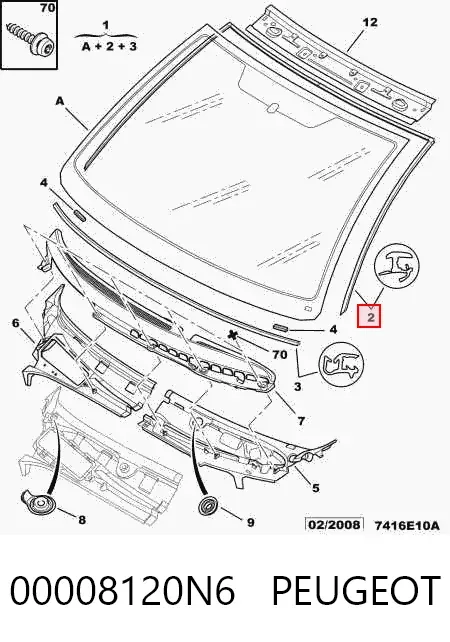 Молдинг лобового стекла Citroen C3 I