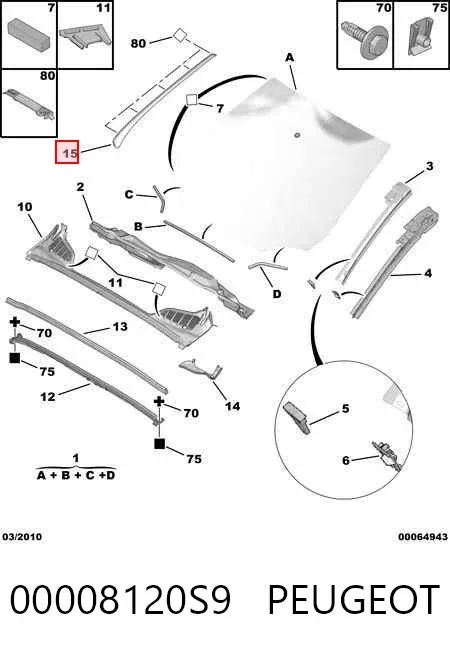 Молдинг лобового стекла правый 00008120S9 Peugeot/Citroen