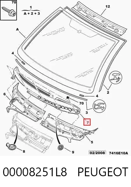 Водосток лобового стекла, жабо 00008251L8 Peugeot/Citroen