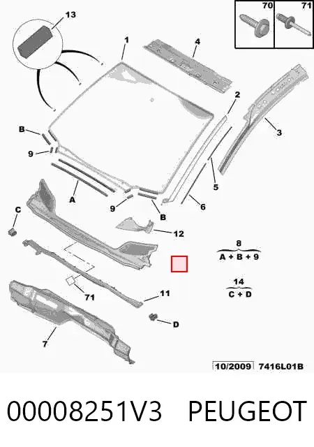 Водосток лобового стекла, жабо 00008251V3 Peugeot/Citroen