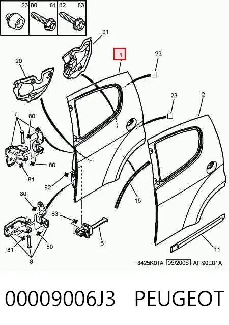 Дверь задняя правая Citroen C1 I