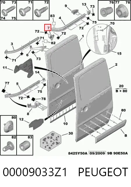 Ролик двери боковой (сдвижной) правый центральный 00009033Z1 Peugeot/Citroen