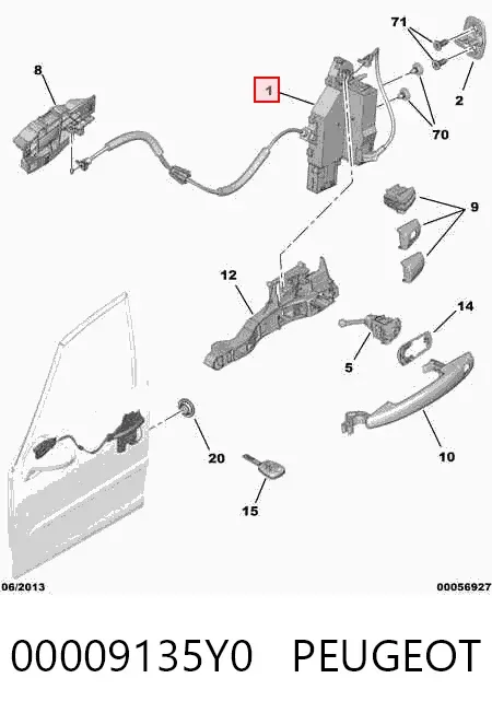 Замок водительской двери 00009135Y0 Peugeot/Citroen