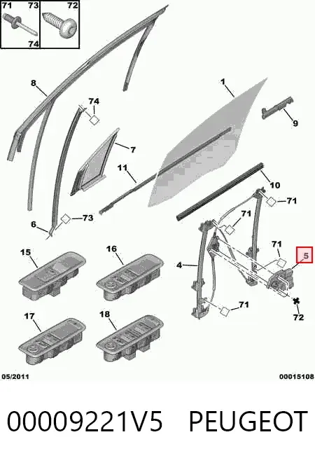 Мотор стеклоподъемника двери передней левой 00009221V5 Peugeot/Citroen