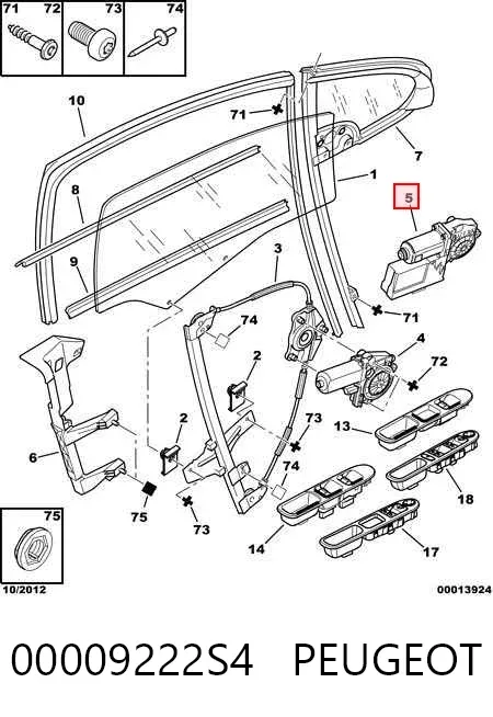 Мотор стеклоподъемника двери передней правой 00009222S4 Peugeot/Citroen