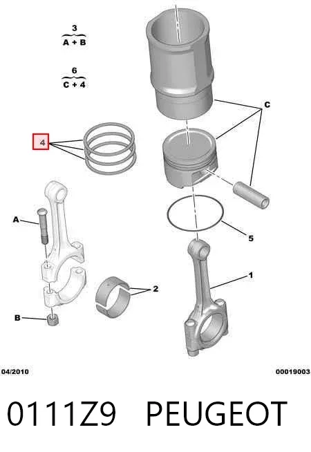 Комплект поршневой 0111Z9 Peugeot/Citroen
