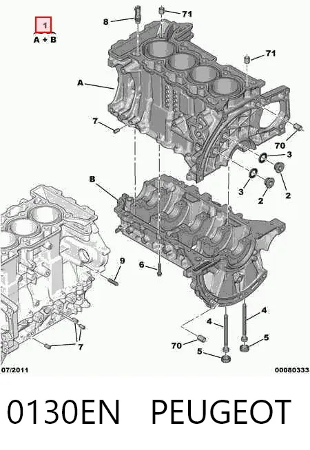 Блок цилиндров двигателя 0130EN Peugeot/Citroen