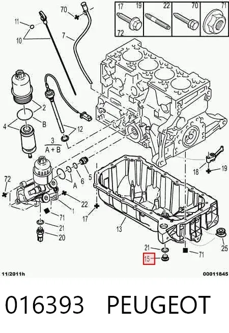 Пробка поддона двигателя 016393 Peugeot/Citroen