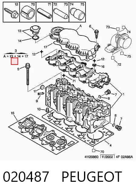 Болт ГБЦ 020487 Peugeot/Citroen
