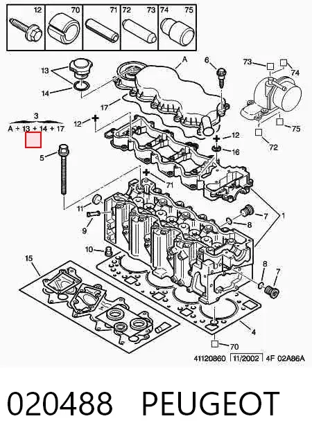 Болт ГБЦ 020488 Peugeot/Citroen