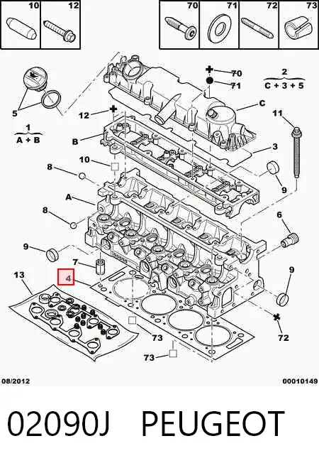 Прокладка ГБЦ 02090J Peugeot/Citroen