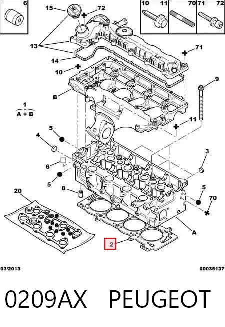 Прокладка ГБЦ 0209AX Peugeot/Citroen