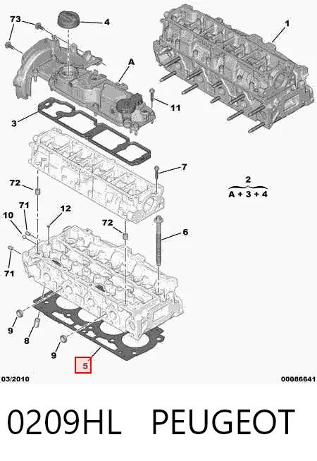 Прокладка ГБЦ 0209HL Peugeot/Citroen