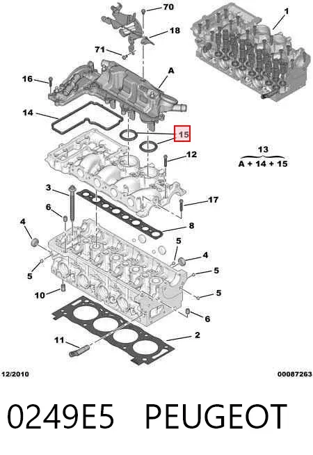 Прокладка клапанной крышки двигателя, кольцо 0249E5 Peugeot/Citroen