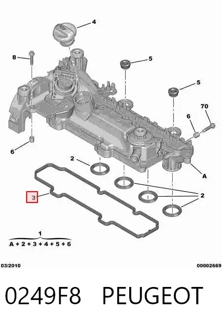 Прокладка клапанной крышки 0249F8 Peugeot/Citroen