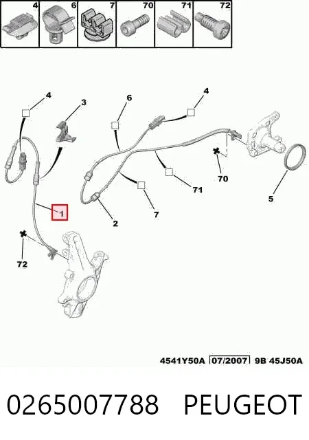 Датчик АБС передний 0265007788 Peugeot/Citroen