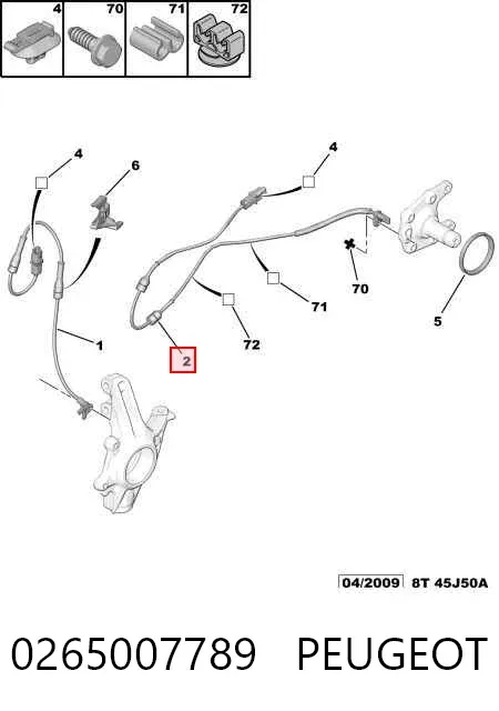 Датчик АБС задний 0265007789 Peugeot/Citroen