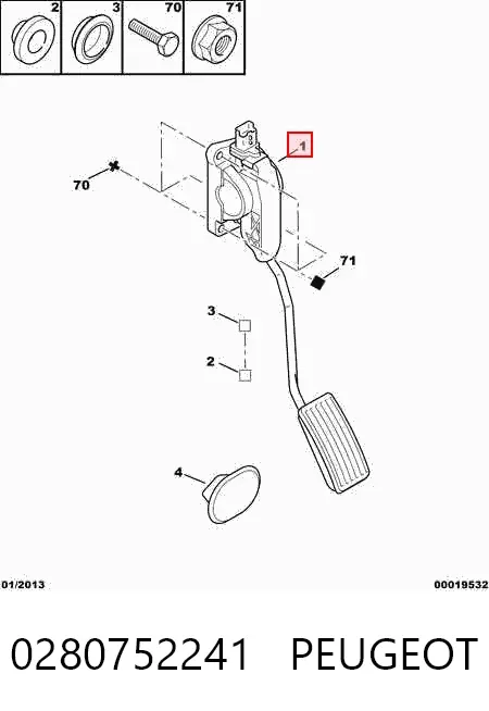 Педаль газа 0280752241 Peugeot/Citroen