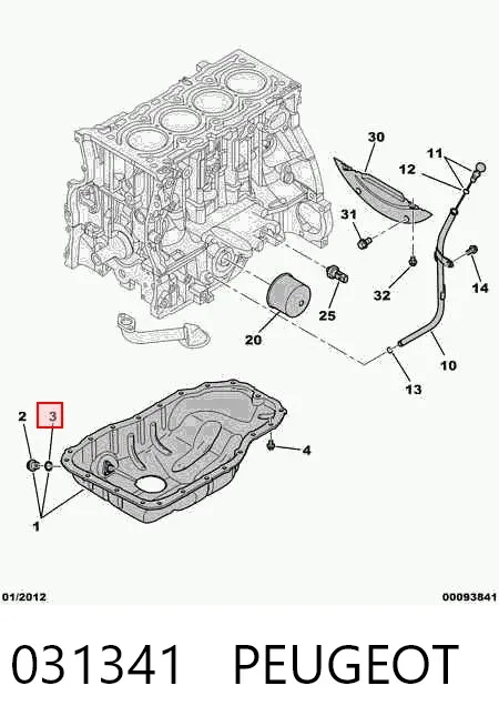 Прокладка пробки поддона двигателя 031341 Peugeot/Citroen