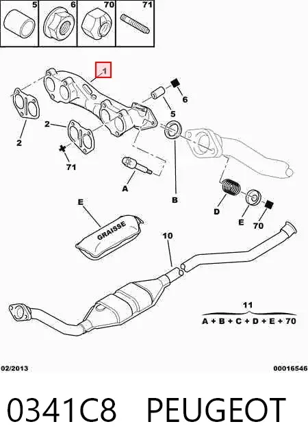 Выпускной коллектор 0341C8 Peugeot/Citroen
