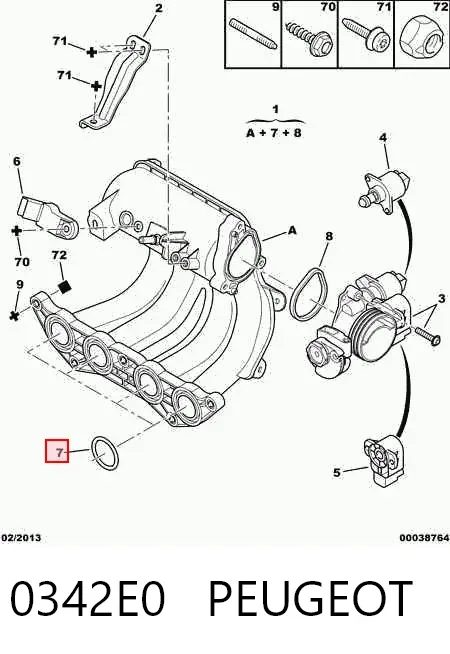 Прокладка впускного коллектора 0342E0 Peugeot/Citroen